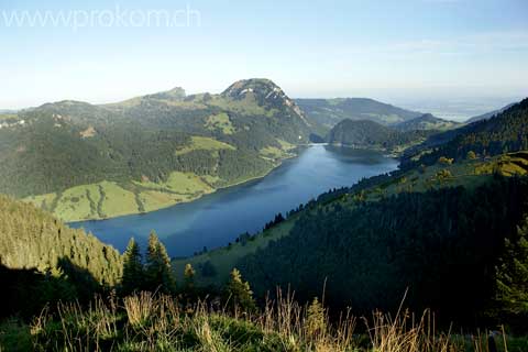 Blick hinunter auf den Wägitalersee
