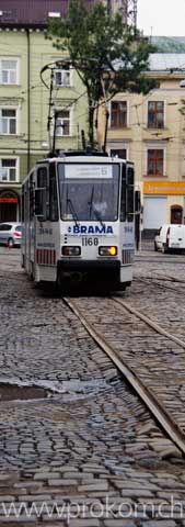 Strassenbahn in Lemberg, am Morgen früh